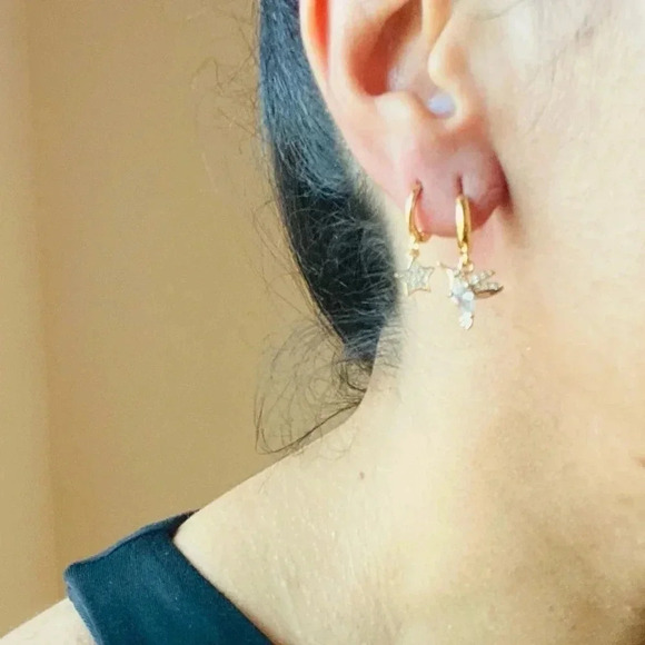 PETIT Green Bird Huggie Hoops Earrings - Picture 3 of 3